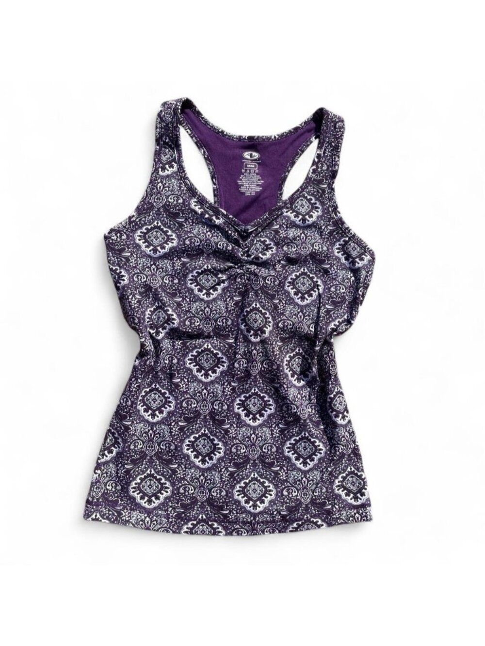 2000s purple printed active/yoga tank top